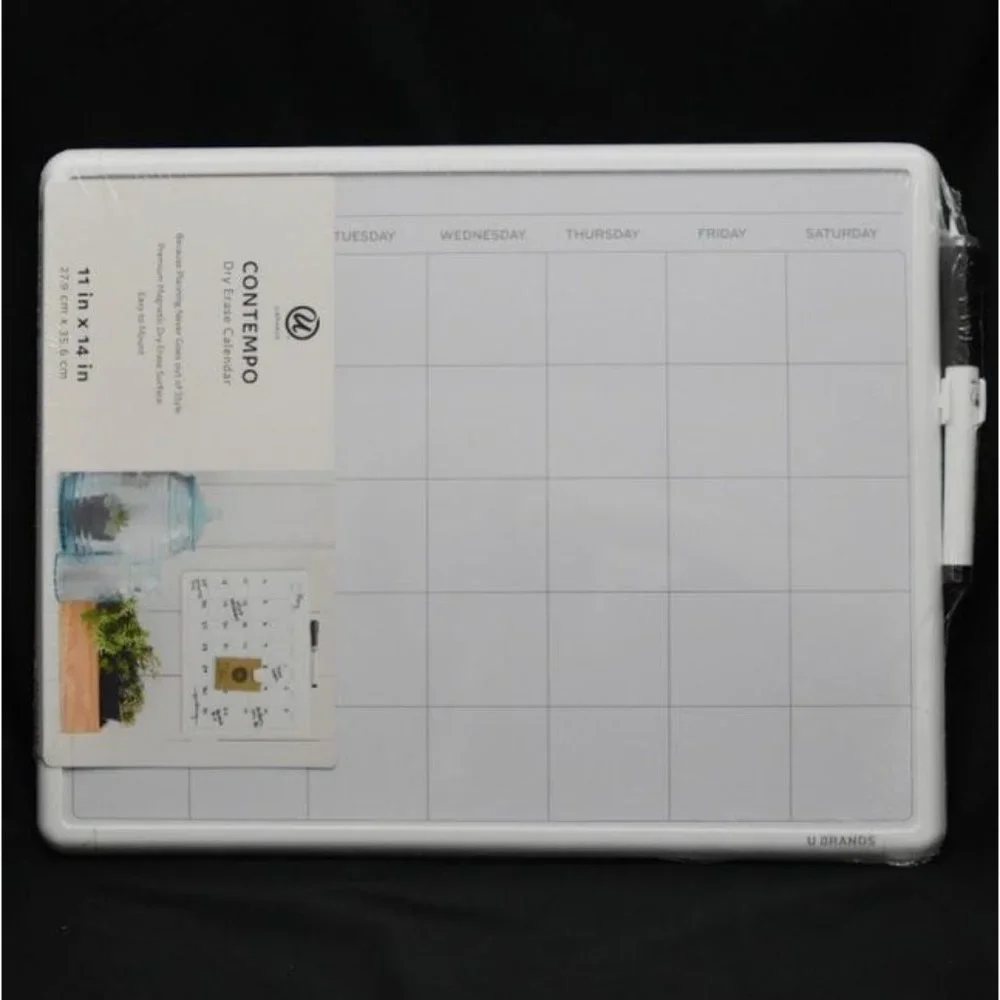 U Brands Magnetic Dry Erase Monthly Calendar Comtempo 14 x 11 White Surface Whit